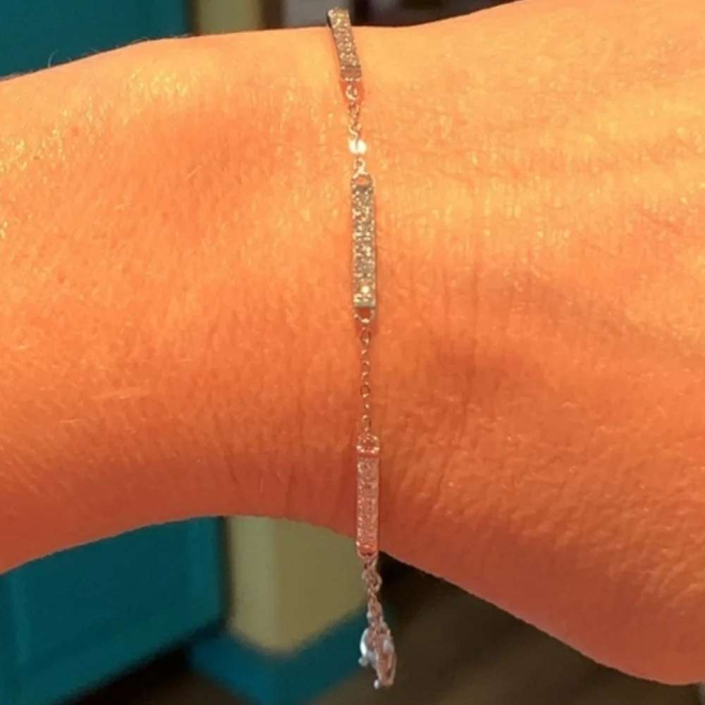 Elegant Silver 3 Bar Bracelet .45 cwt Moissanite NwT